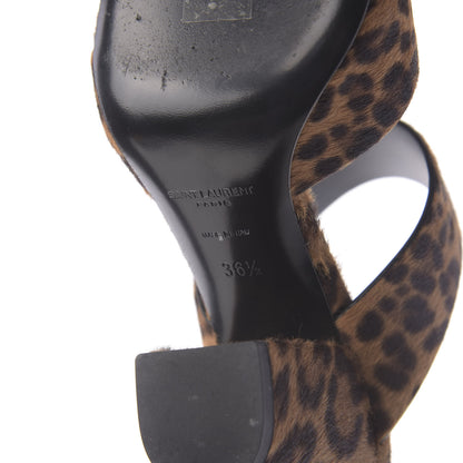 Saint Laurent Ponyhair Leopard Print Oak 75 Ankle Strap Sandals 36.5 Brown 9 of 10