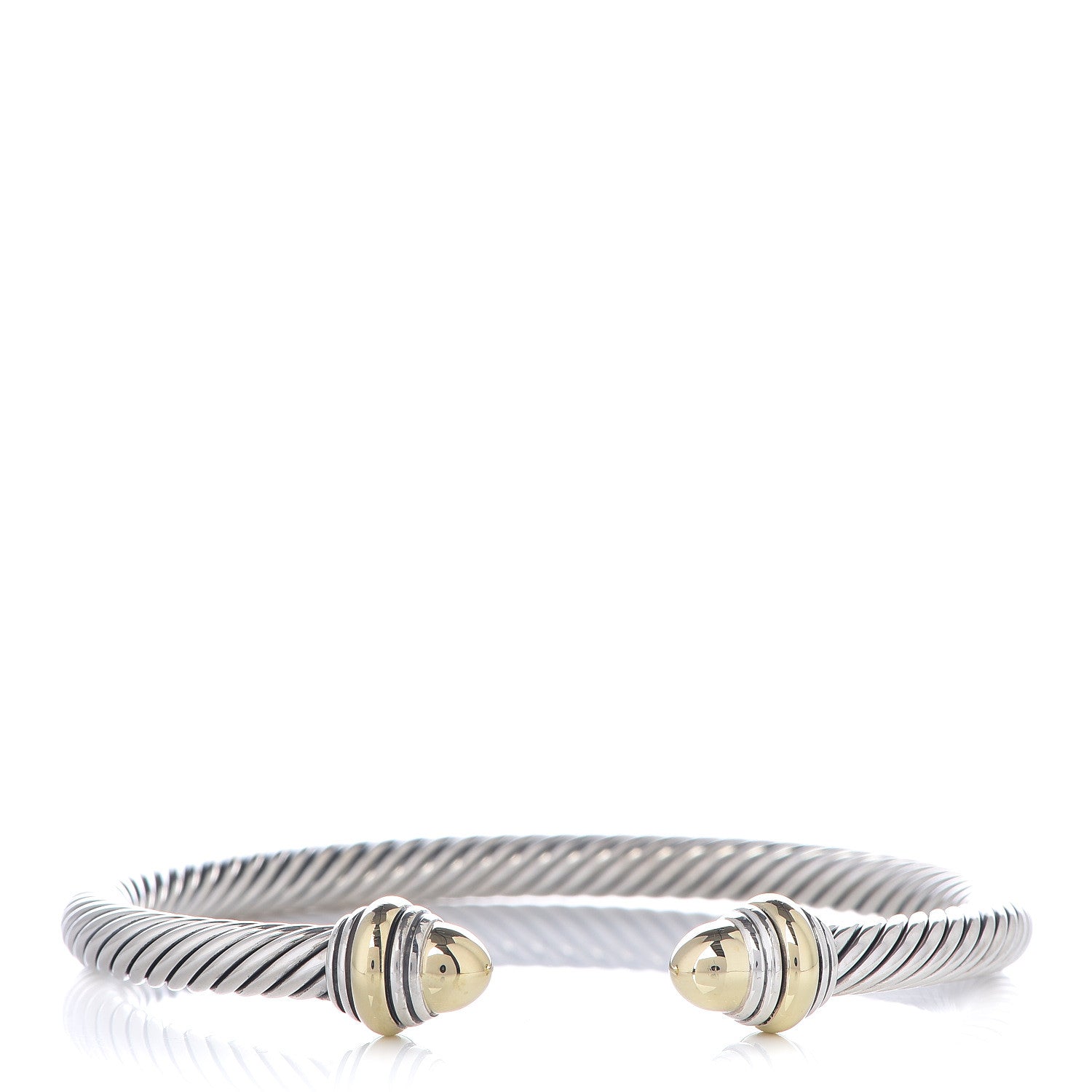 David Yurman Sterling Silver 14K Yellow Gold 5mm Cable Classics Dome Bracelet 1 of 5