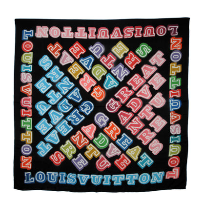 Louis Vuitton Silk Neon Great Adventures Giant Square Scarf Black 2 of 4