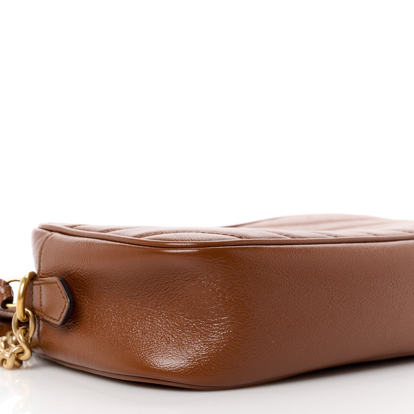 Glazed Calfskin Matelasse Diagonal Small GG Marmont Chain Shoulder Bag Cuir