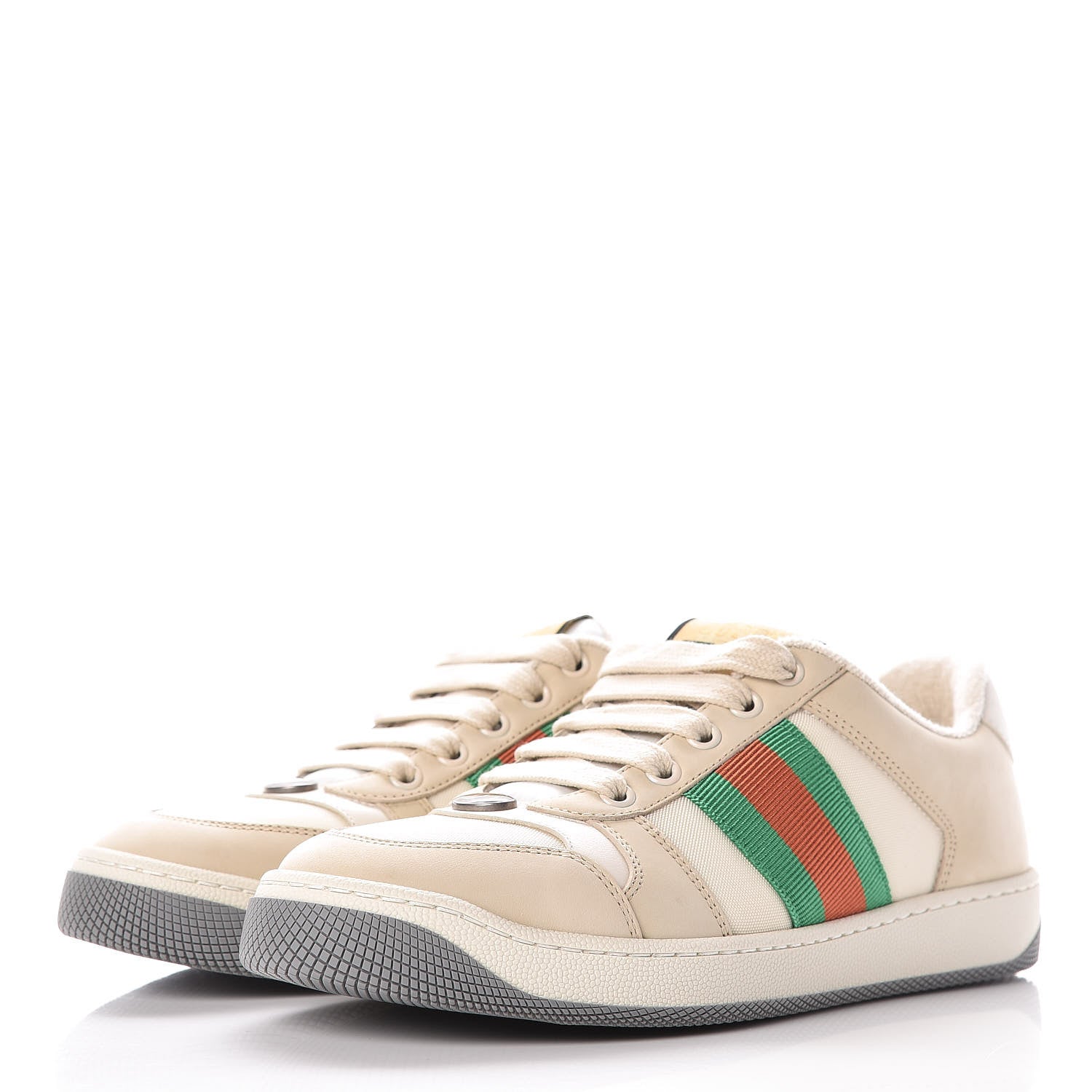 Gucci Nylon Nubuck Web Womens Screener Sneakers 36.5 Mystic White Dusty Milk 3 of 9