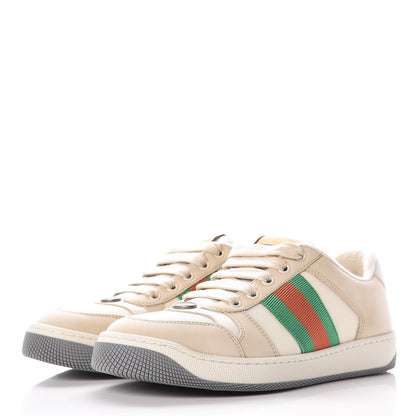 Gucci Nylon Nubuck Web Womens Screener Sneakers 36.5 Mystic White Dusty Milk 3 of 9
