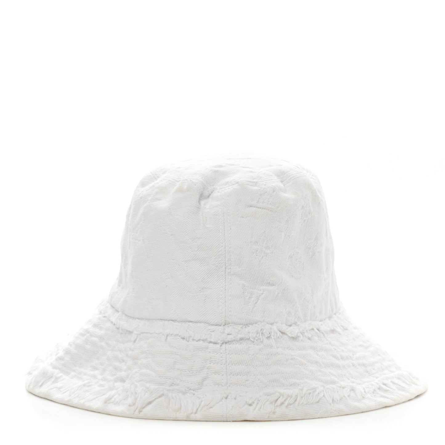 Monogram Denim Fringe Bucket Hat L White