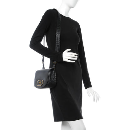 Bottega Veneta Nappa Intrecciato BV Luna Shoulder Bag Black 2 of 7