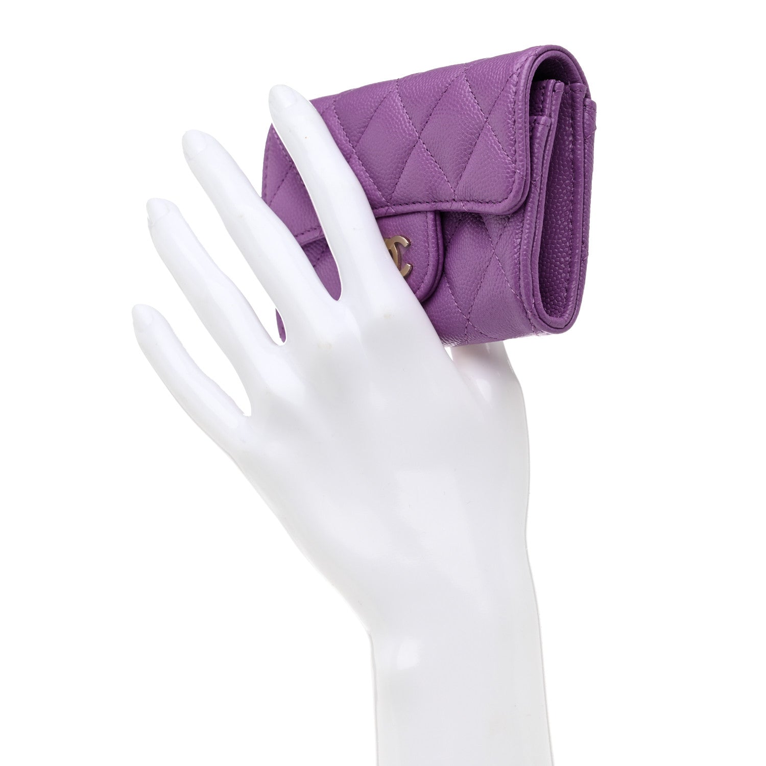 Chanel Caviar Quilted Flap Card Holder Wallet Purple 2 of 9