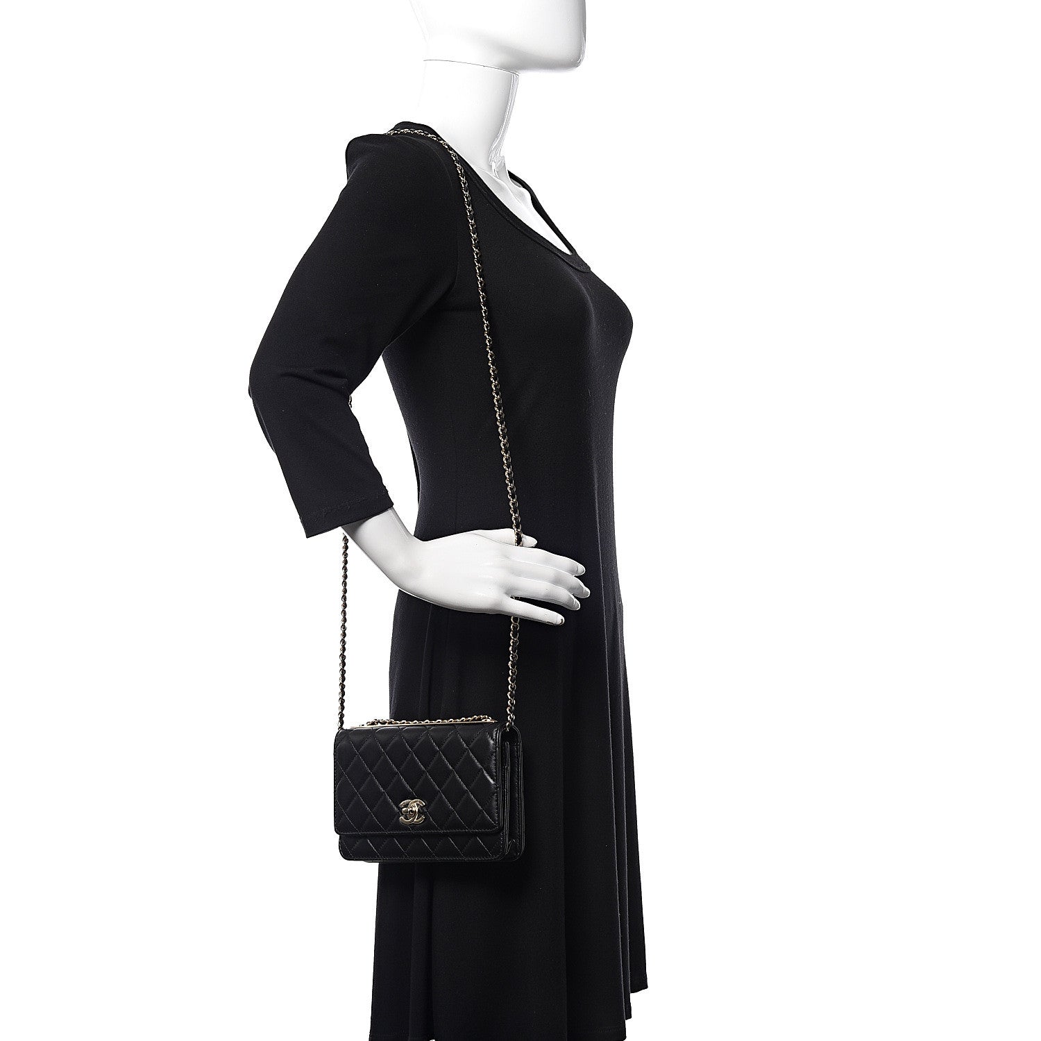 Chanel Lambskin Quilted Trendy CC Wallet On Chain WOC Black 2 of 13
