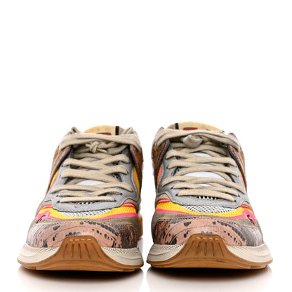 Gucci Suede Calfskin Tejus Printed Womens Ultrapace Sneakers 37 Pink Silver Oatmeal Yolk 2 of 7