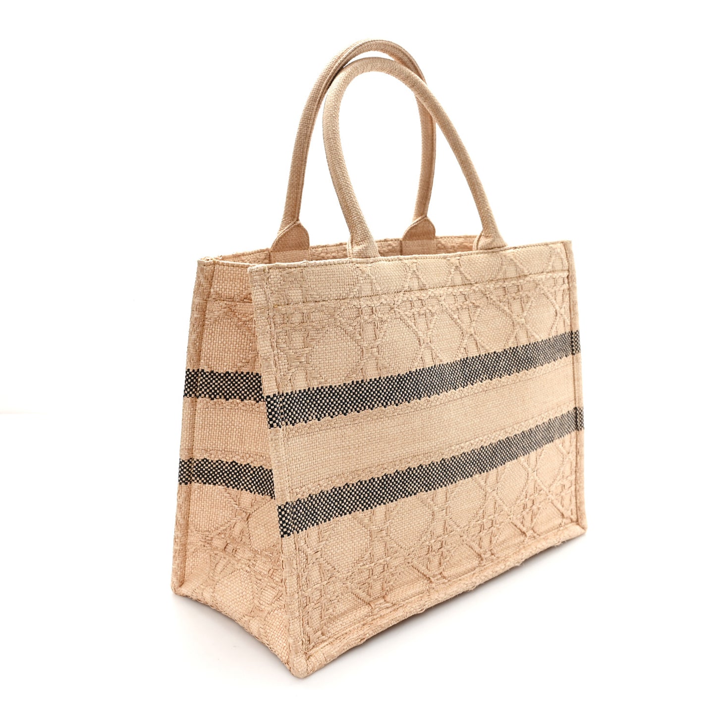 Raffia Cannage Medium Book Tote Natural