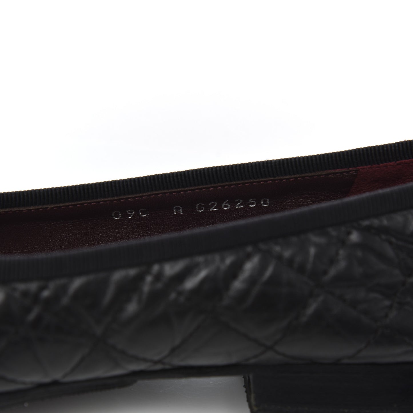 Aged Calfskin Quilted CC Cap Toe Ballerina Flats 36 Black