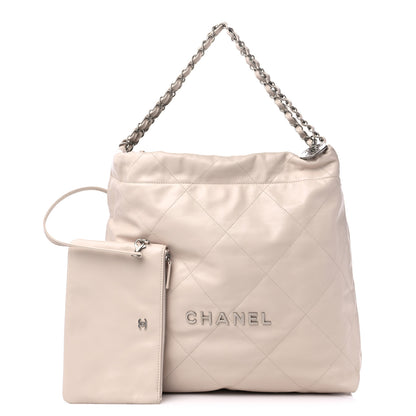 Chanel Shiny Calfskin Quilted Chanel 22 Ecru 1 of 10
