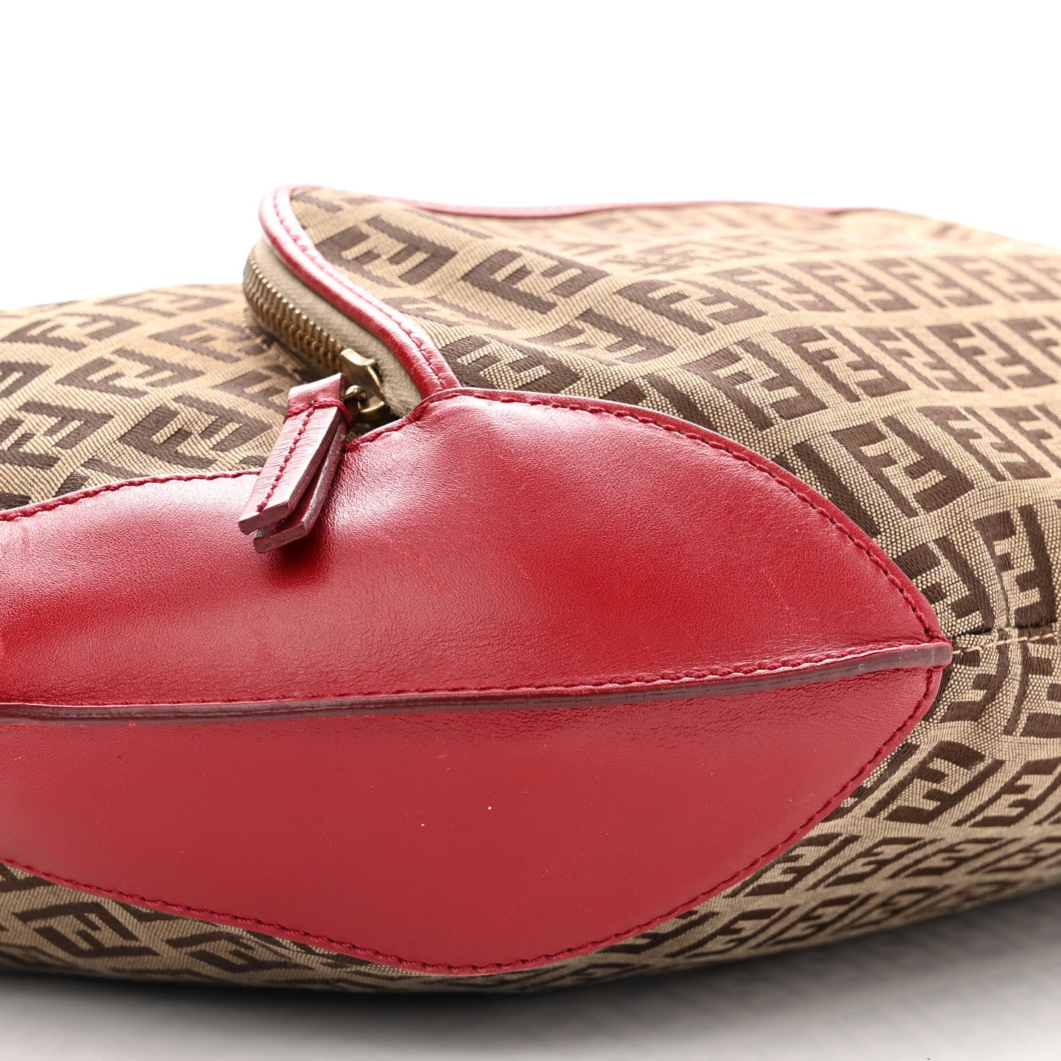 Fendi Zucchino Cuoio Chef Hobo Mogano Panna Rosso 9 of 16