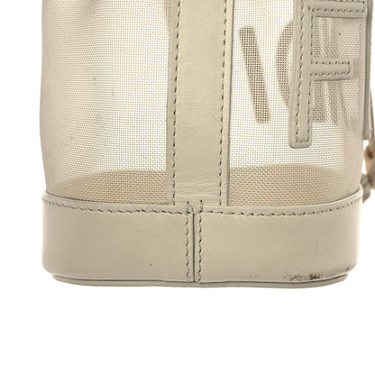 Fendi Mesh Vitello King F is Fendi Logo Embroidered Mini Mon Tresor Bucket Bag Sabbia White Ice 18 of 24