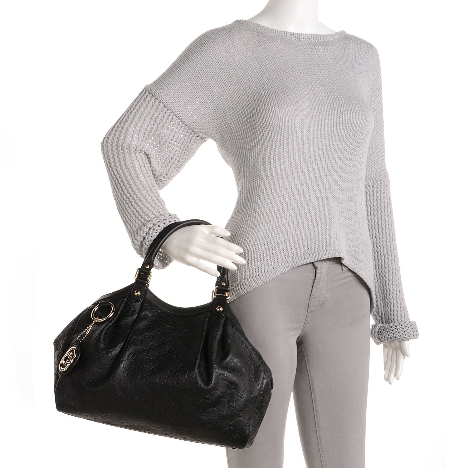 Gucci Guccissima Medium Sukey Tote Black 2 of 7