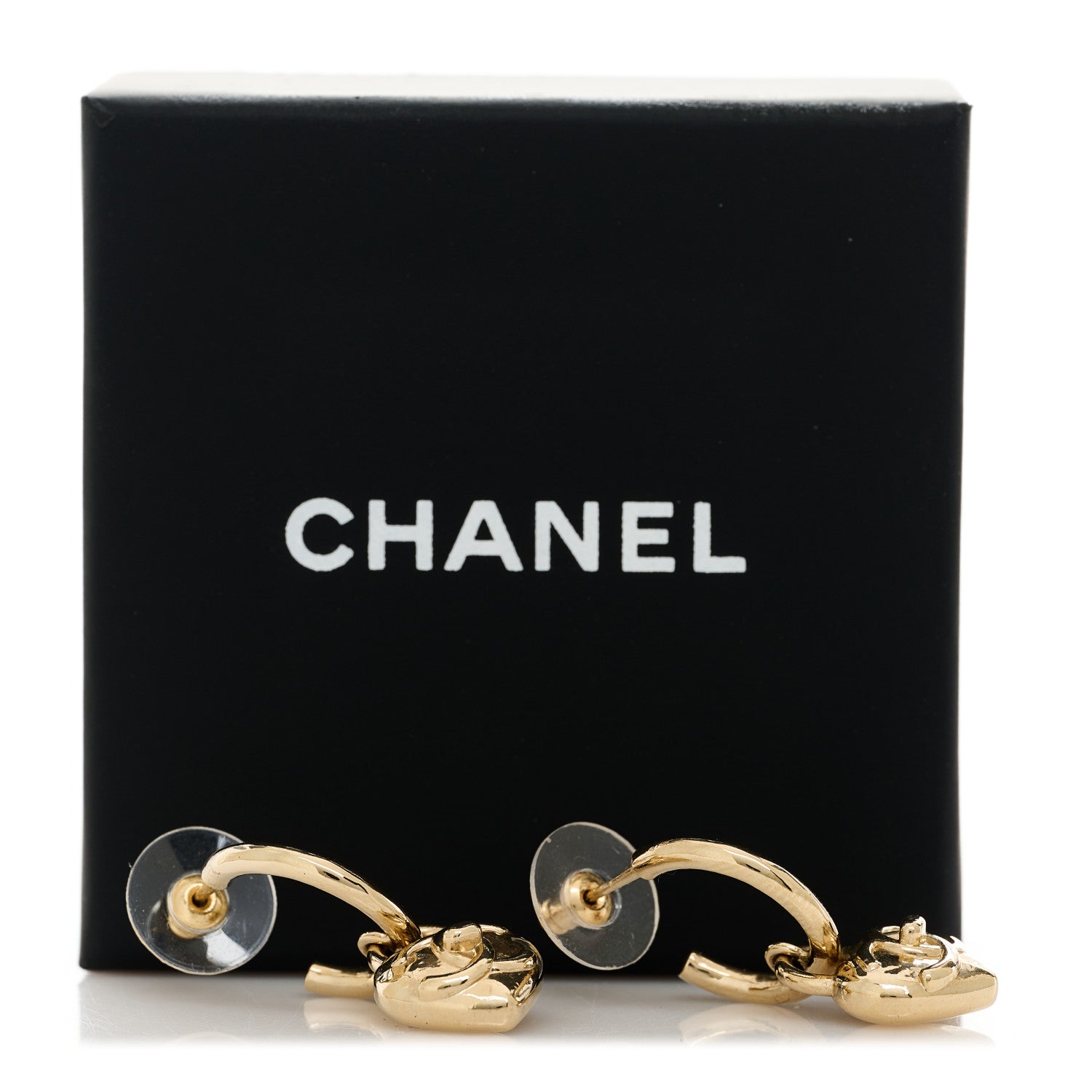 Chanel Metal CC Heart Turnlock Drop Earrings Gold 6 of 6