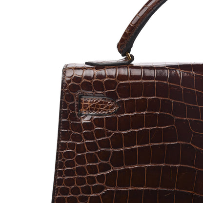 Hermes Shiny Niloticus Crocodile Kelly Sellier 32 Havane 29 of 30