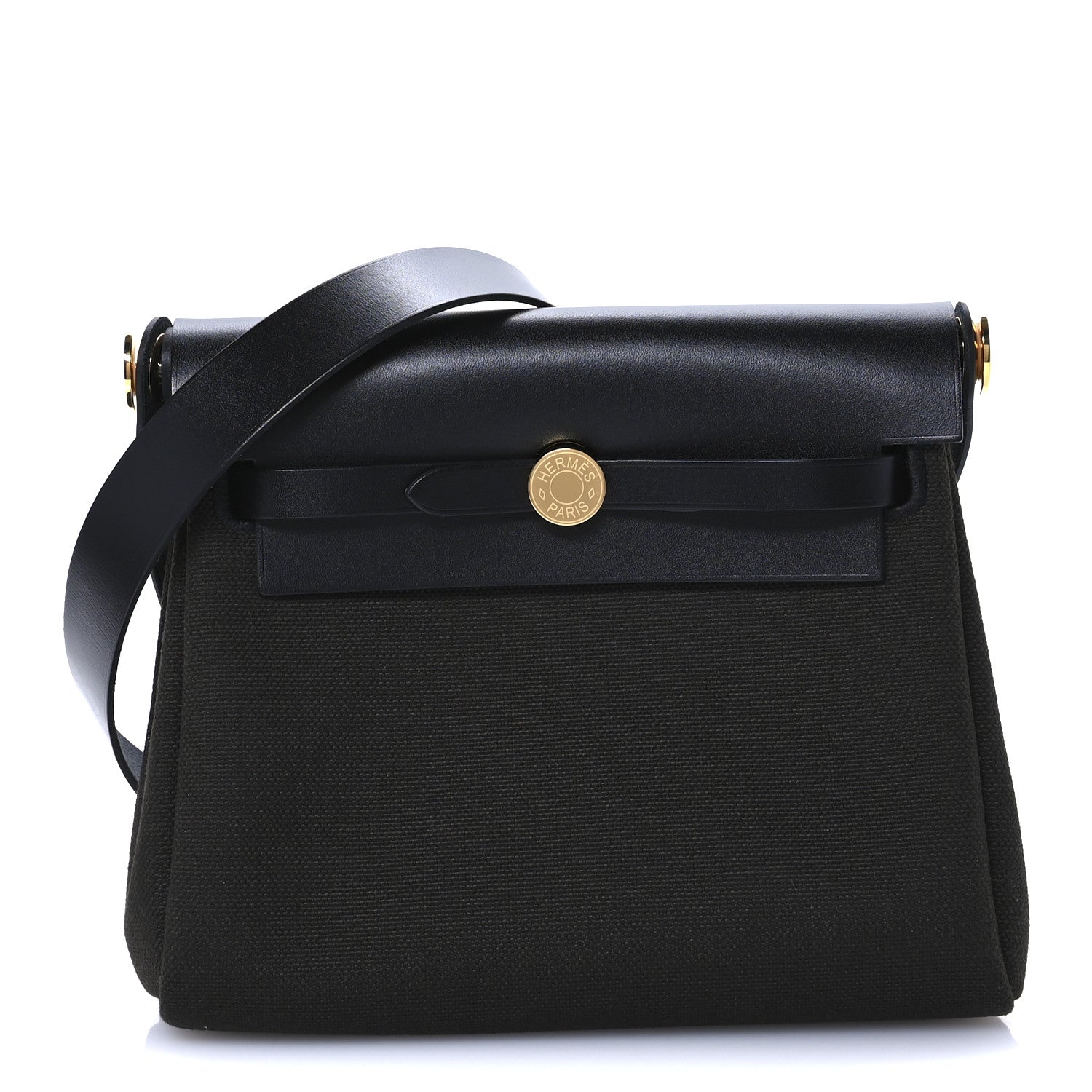 Hermes Military Toile Vache Hunter Herbag Zip Retourne 20 Dark Bronze Black 7 of 10