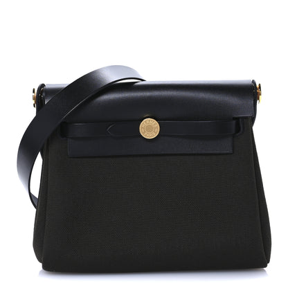Hermes Military Toile Vache Hunter Herbag Zip Retourne 20 Dark Bronze Black 7 of 10