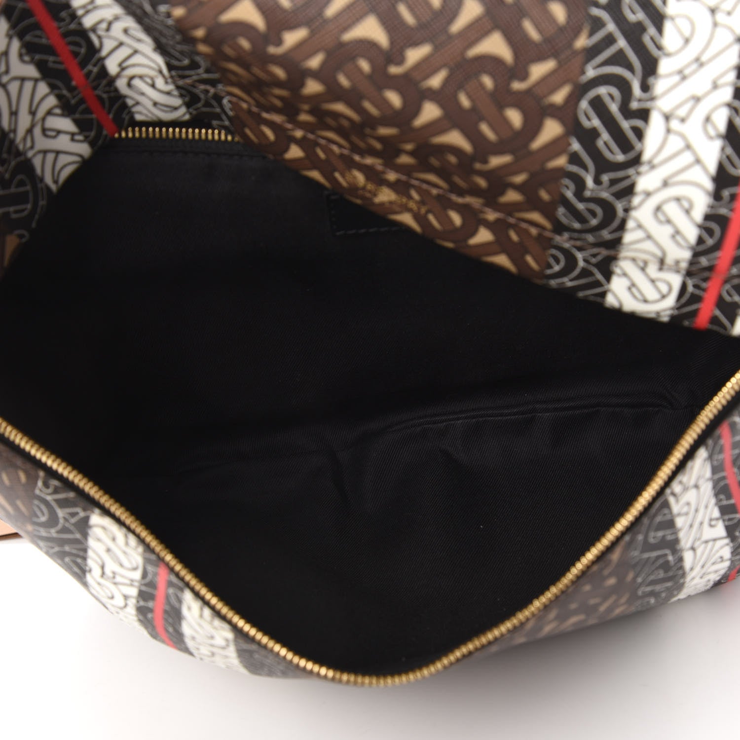 Burberry E-Canvas Monogram Stripe XL Sonny Bum Bag Bridle Brown 5 of 9