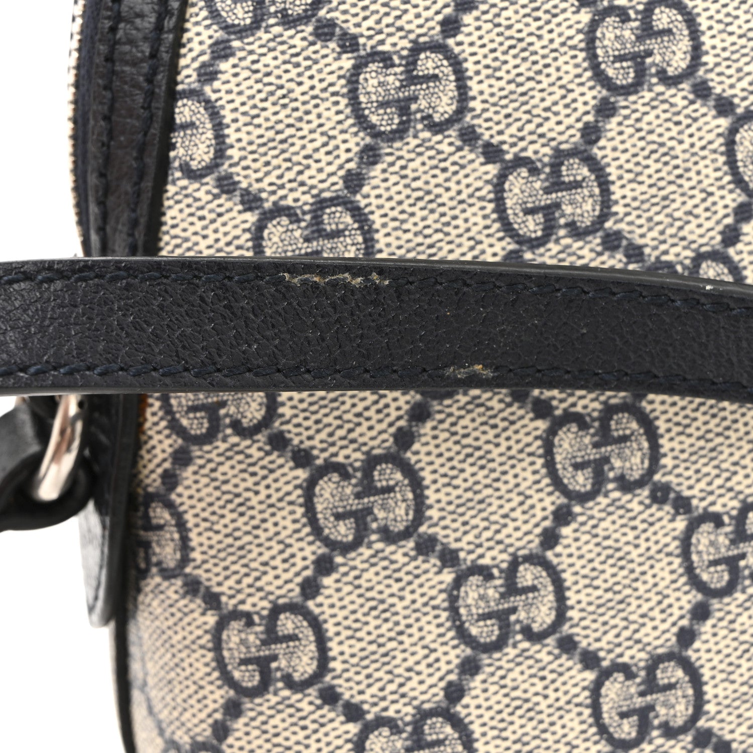 Gucci GG Supreme Monogram Textured Dollar Calfskin Web Small Ophidia Dome Shoulder Bag Beige Blue 11 of 13