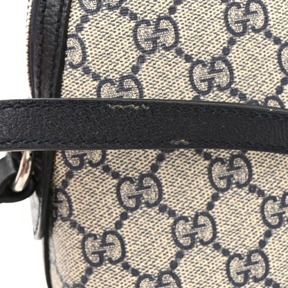 Gucci GG Supreme Monogram Textured Dollar Calfskin Web Small Ophidia Dome Shoulder Bag Beige Blue 11 of 13