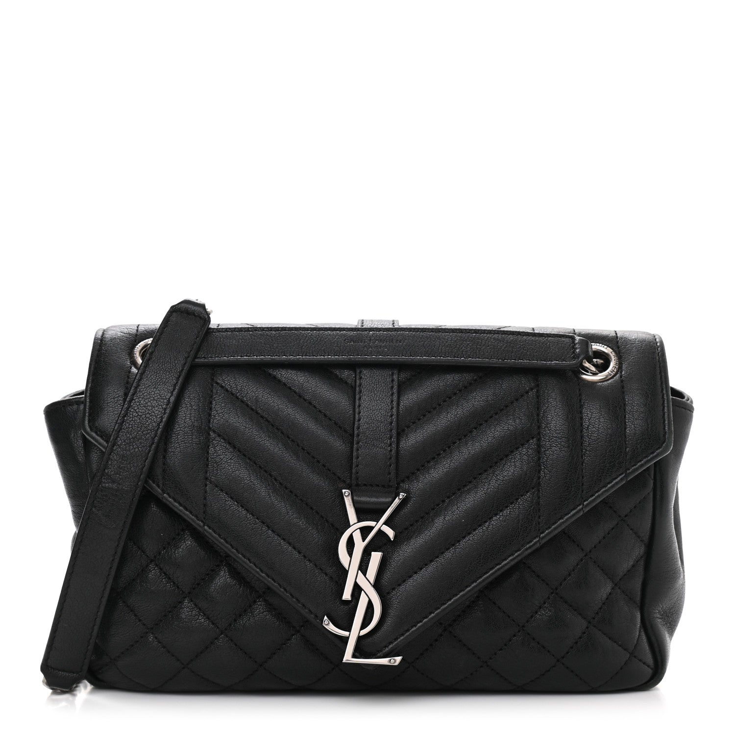 Saint Laurent Sheepskin Tri-Quilt Monogram Medium College Bag Black 1 of 12