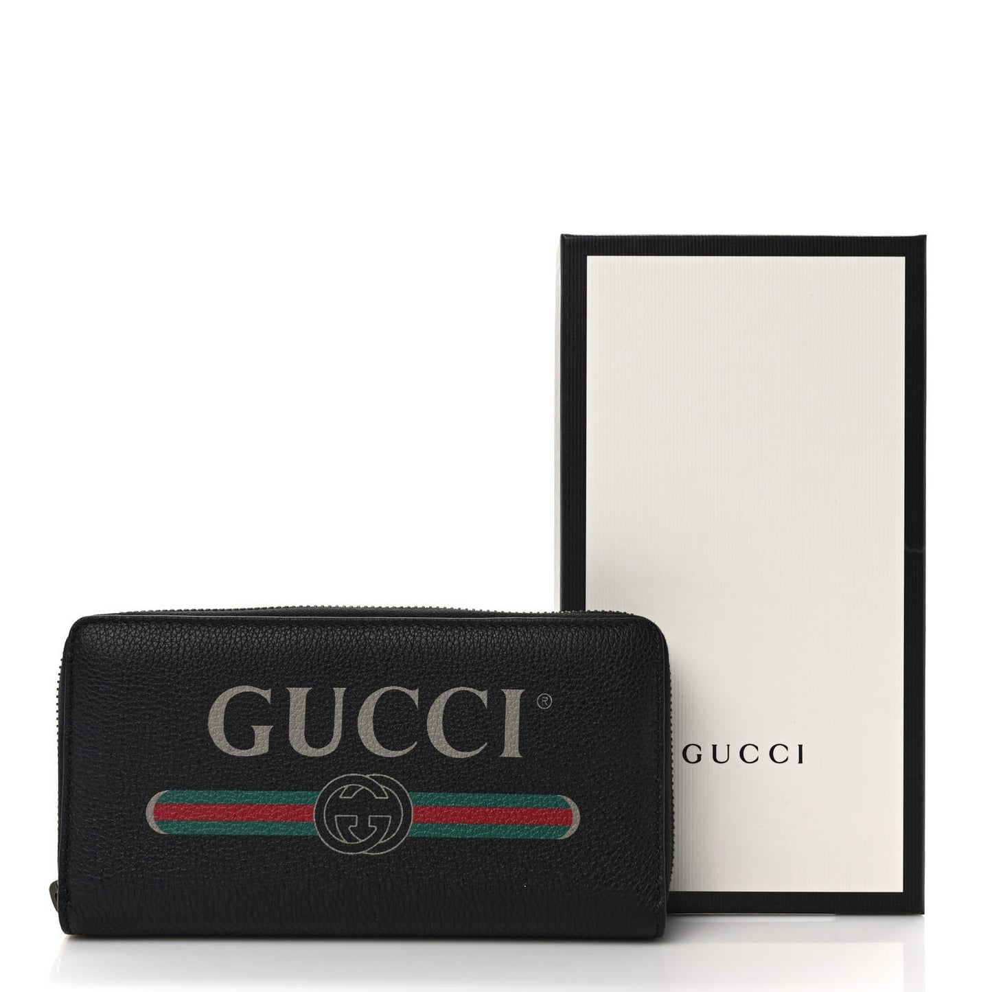 Calfskin Logo Zip Around Wallet Black
