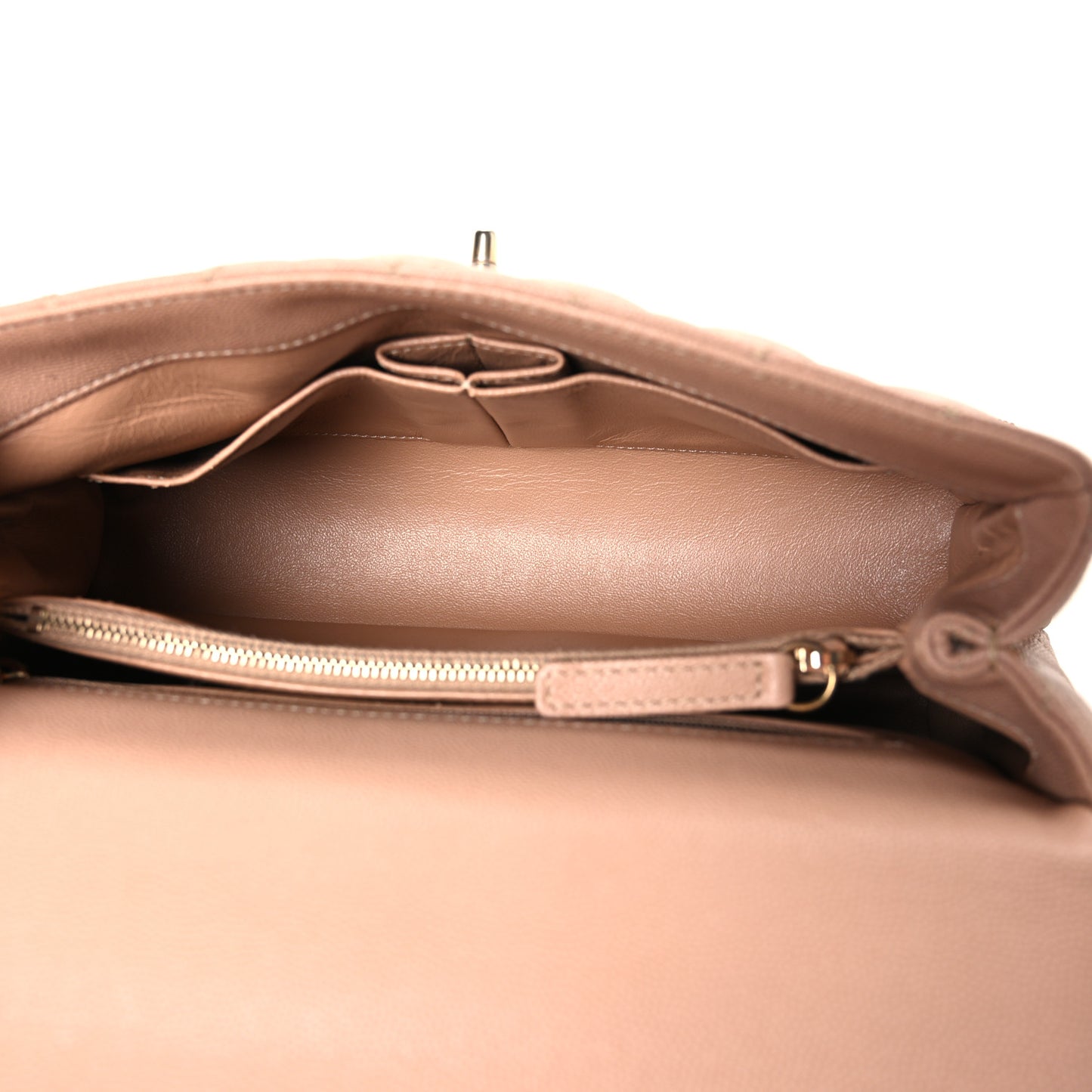 Caviar Lizard Embossed Quilted Small Coco Handle Flap Beige