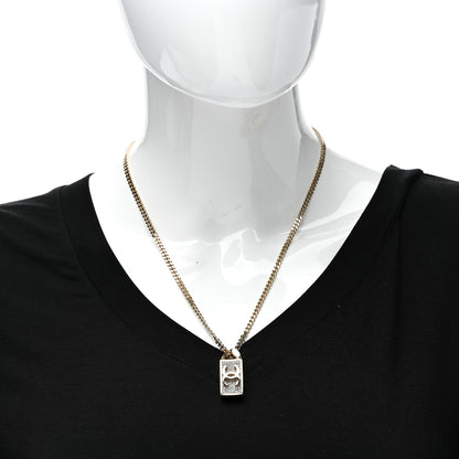 Chanel Crystal Dog Tag Chain Necklace Gold 2 of 7