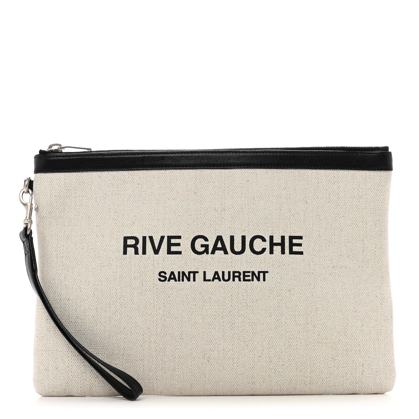 Linen Canvas Rive Gauche Zipped Pouch Optic White