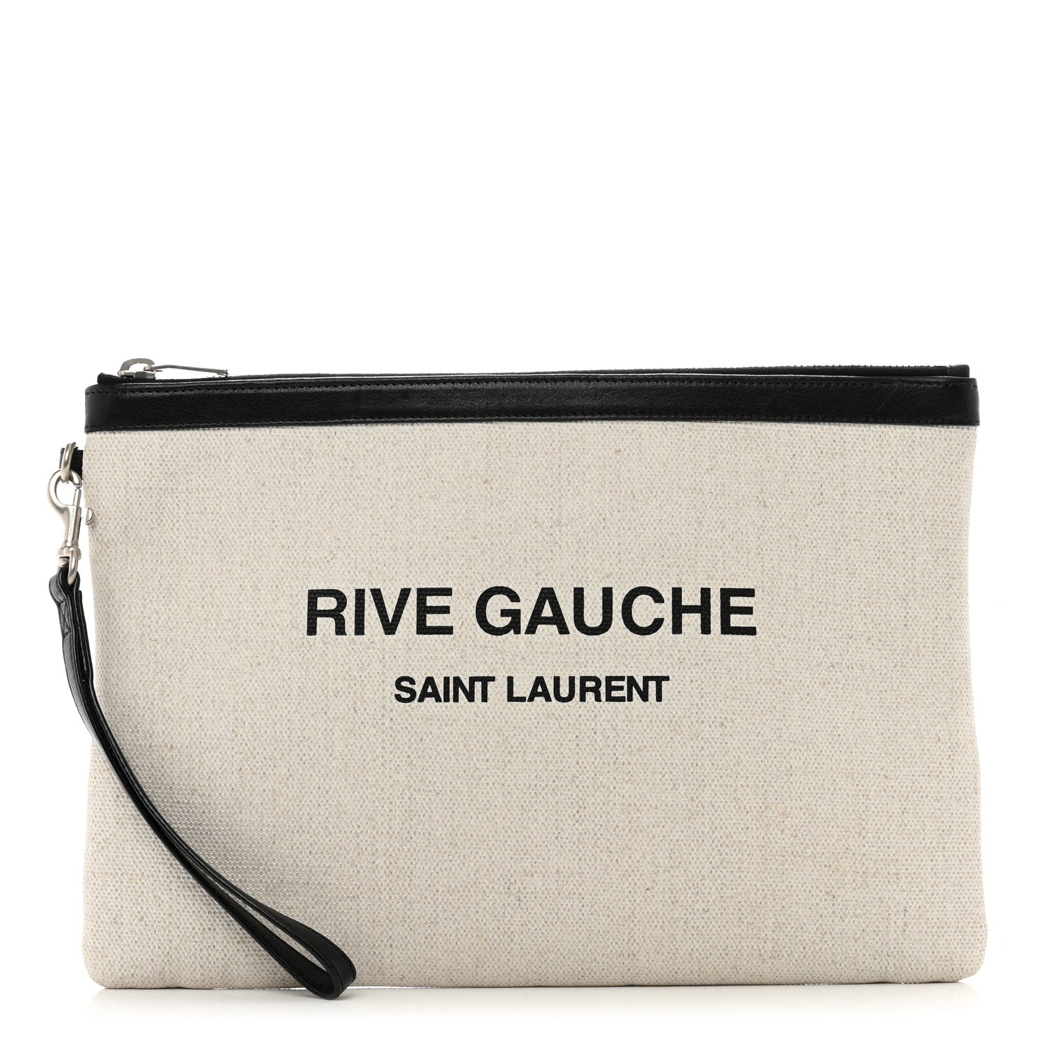 Saint Laurent Linen Canvas Rive Gauche Zipped Pouch Optic White 1 of 9