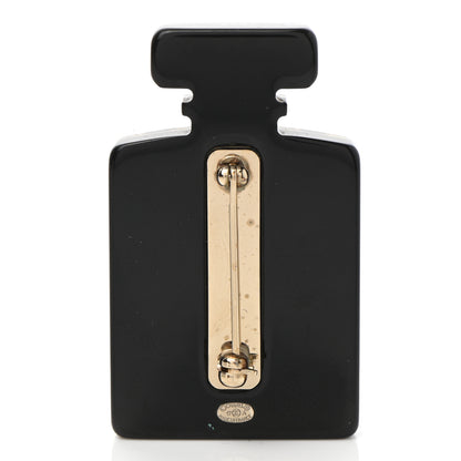 Chanel Resin Strass Perfume Bottle CC Brooch Black Gold 3 of 5