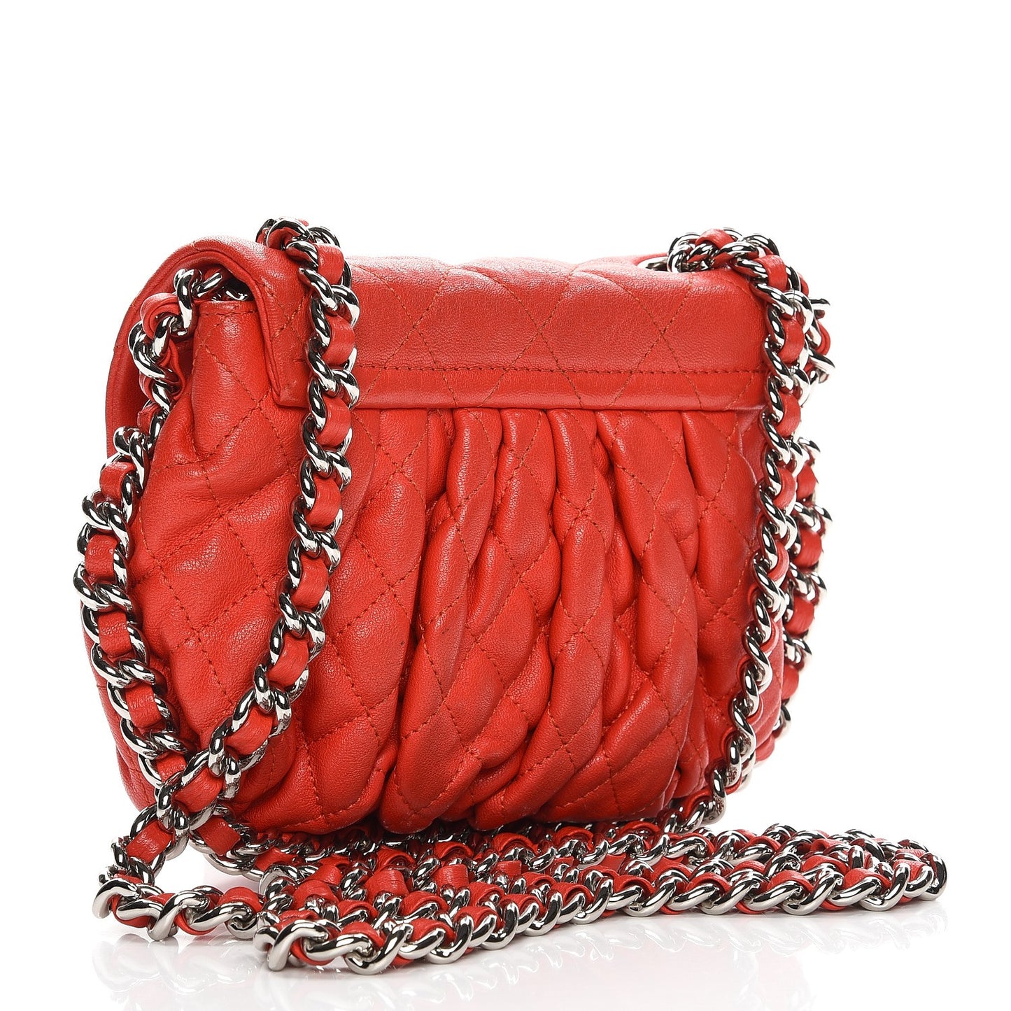 Washed Lambskin Mini Chain Around Messenger Red