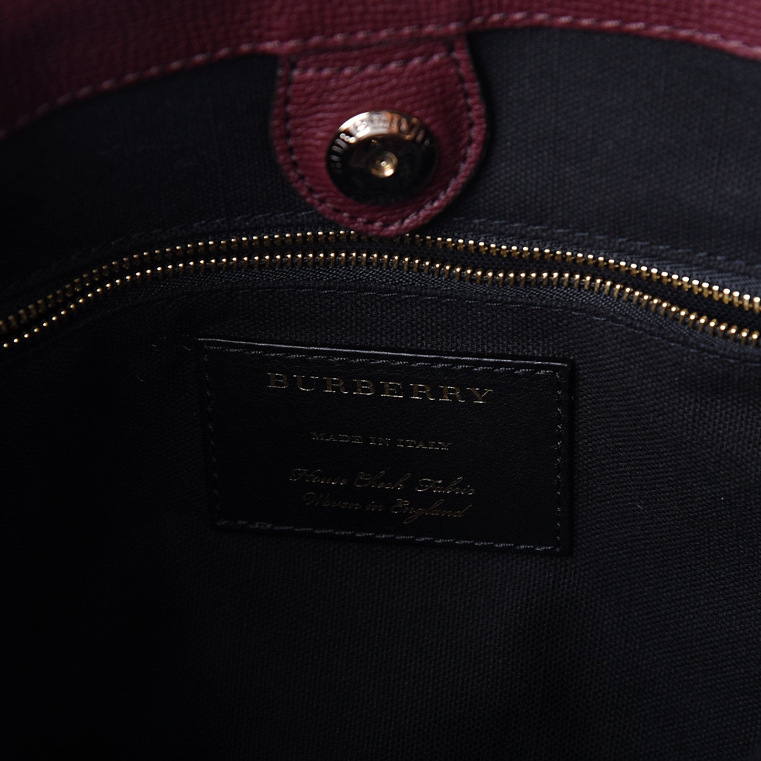 Burberry Grainy Calfskin House Check Medium Banner Tote Mahogany Red 7 of 10