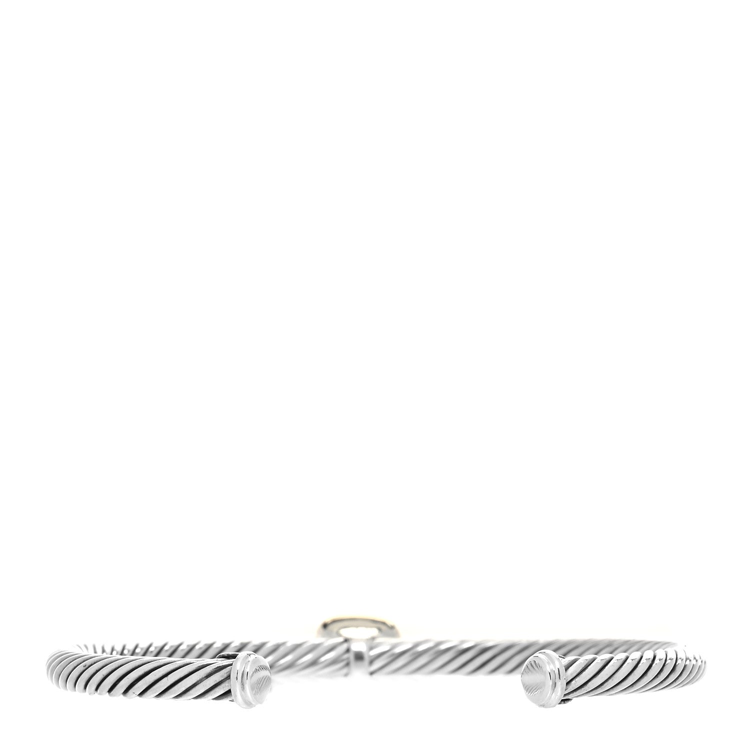 David Yurman Sterling Silver 18K Yellow Gold Smoky Quartz 4mm Cable Classics Station Bracelet 3 of 4