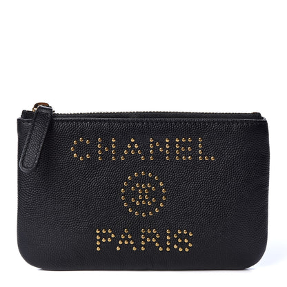 Chanel Caviar Studded Deauville Cosmetic Pouch Black 1 of 9