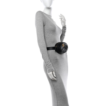 Gucci Calfskin Matelasse GG Marmont Belt Bag 85 34 Black 2 of 13