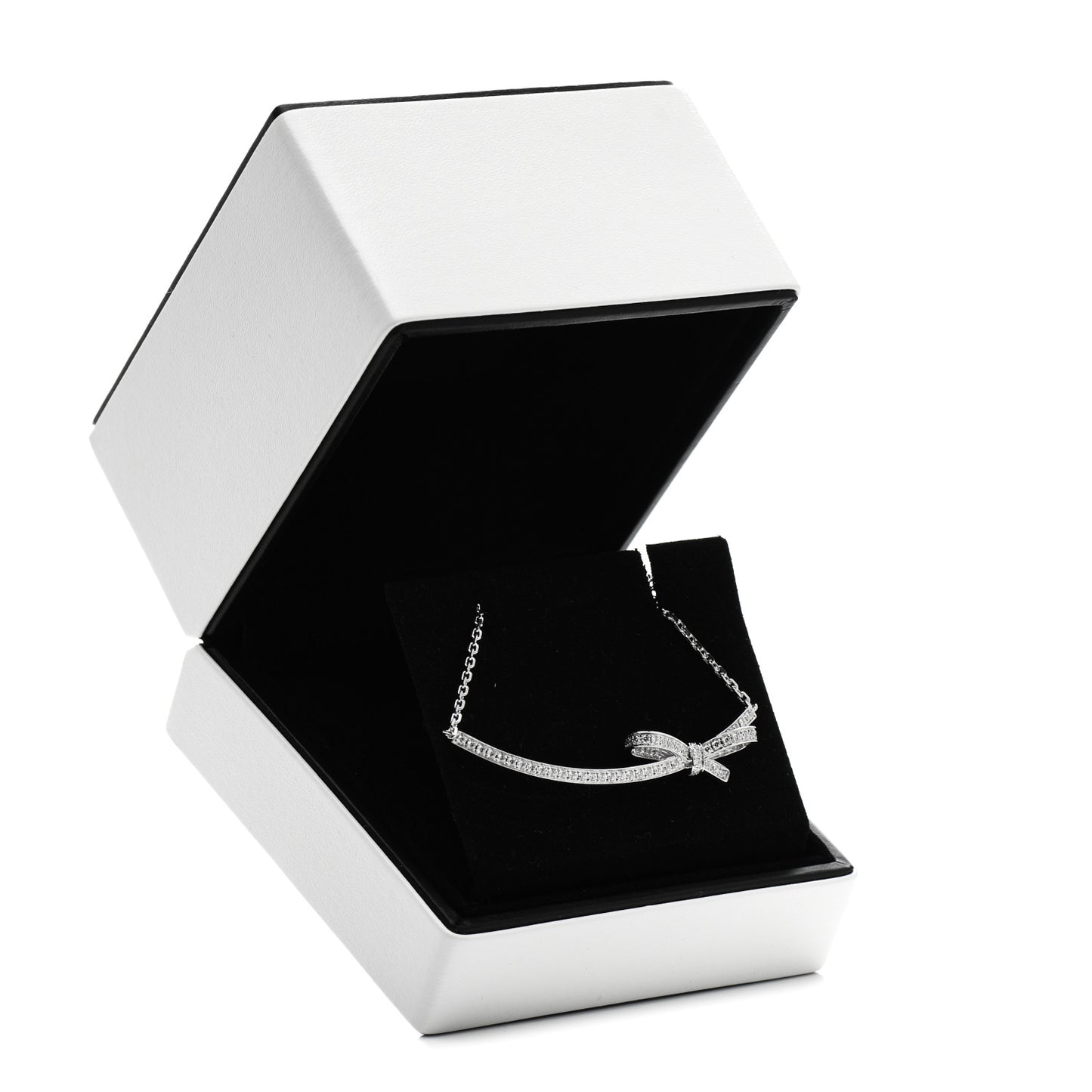 18K White Gold Diamond Ruban Necklace