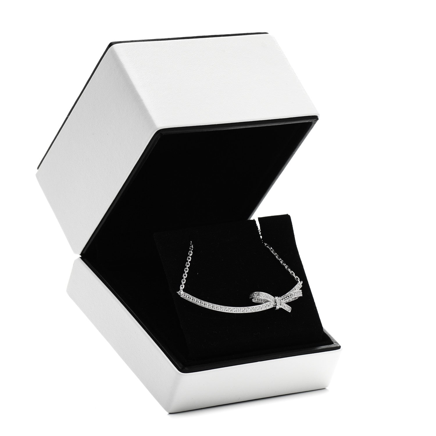 Chanel 18K White Gold Diamond Ruban Necklace 4 of 4