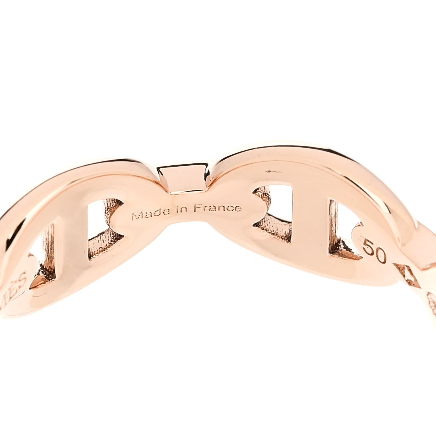 Hermes 18K Rose Gold PM Chaine d'Ancre Enchainee Ring 50 5.5 5 of 9