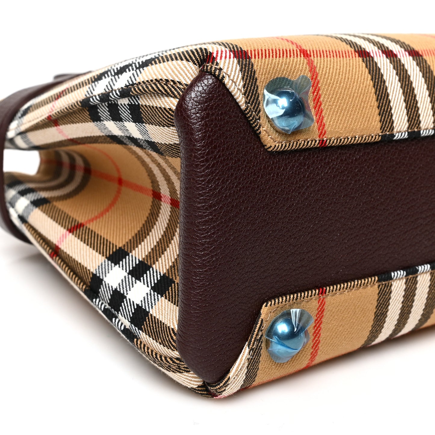 Goatskin Vintage Check Small Banner Tote Deep Claret