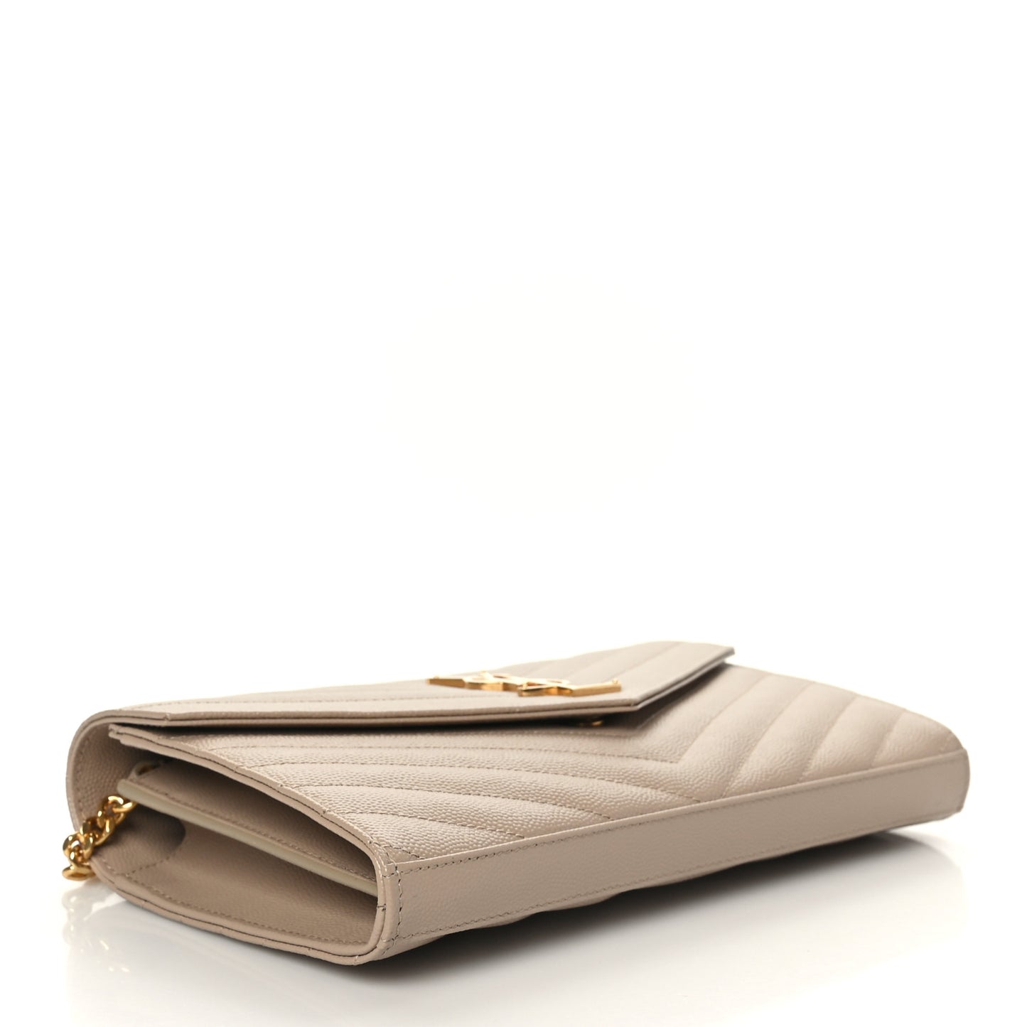 Grain De Poudre Matelasse Chevron Chain Wallet Dark Beige