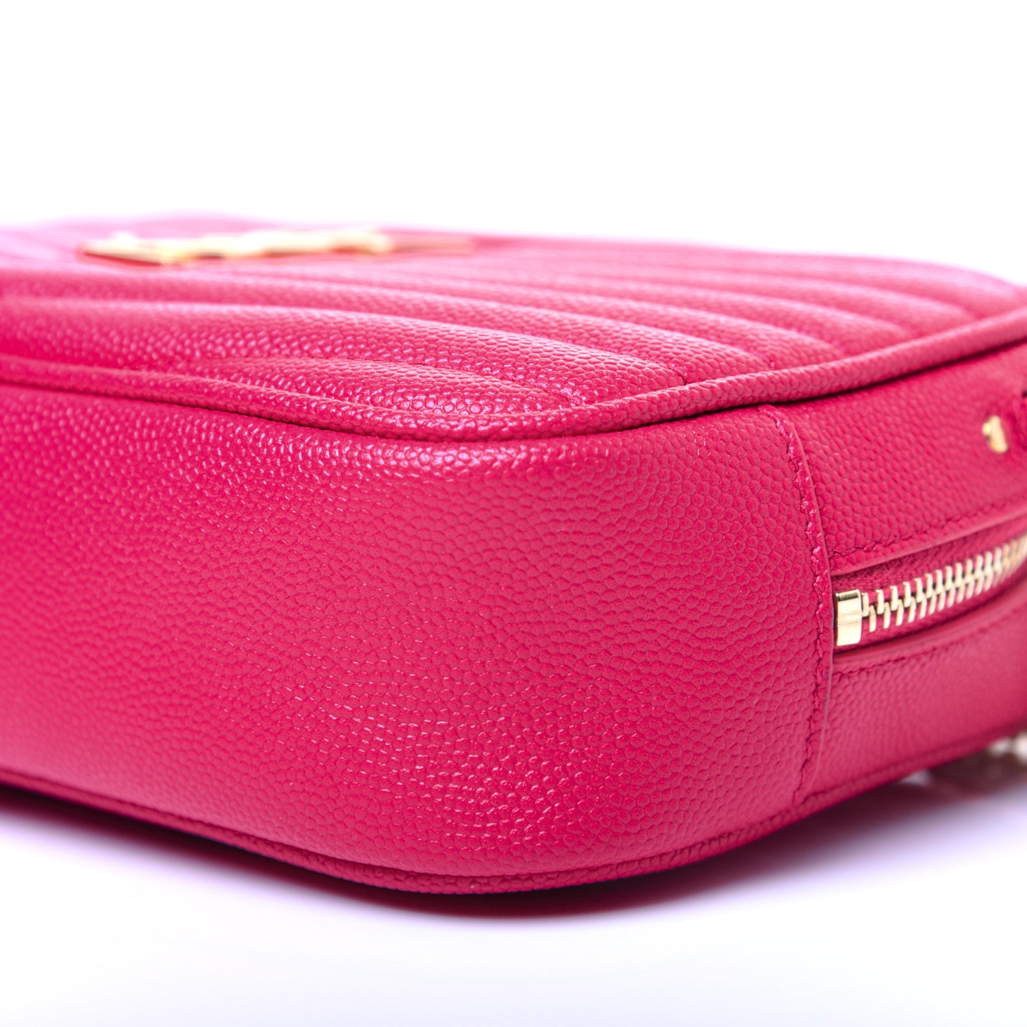 Saint Laurent Grain De Poudre Matelasse Monogram Mini Lou Camera Bag Fuchsia 7 of 12