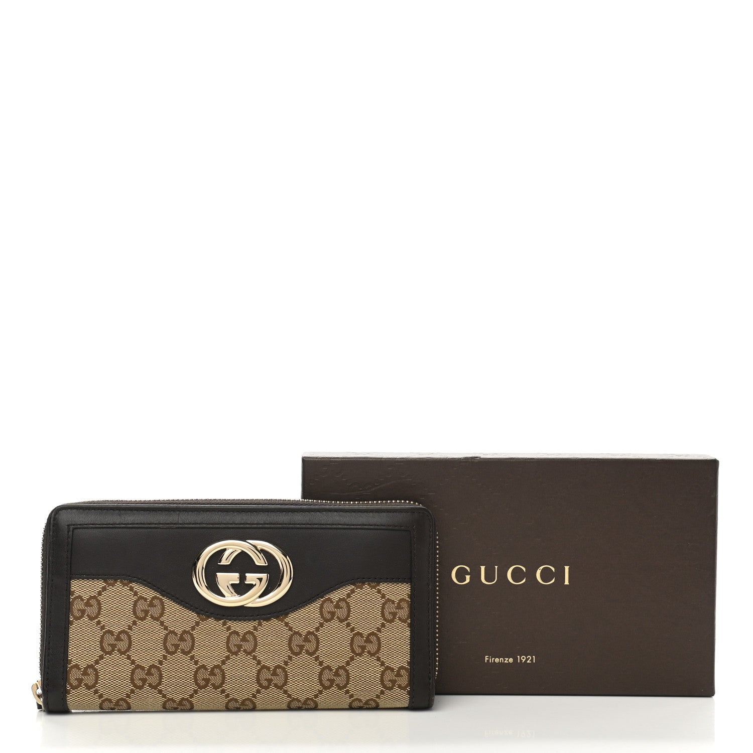 Gucci Monogram Margaux Calfskin Sukey Zip Around Wallet Beige Ebony Cocoa 8 of 8