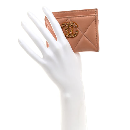 Chanel Lambskin Quilted Chanel 19 Card Holder Brown 2 of 12