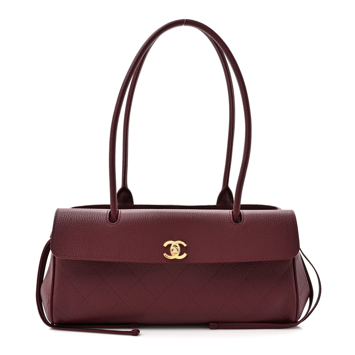 Grained Calfskin Stitched Urban Essentials Small Shopping Bag Burgundy