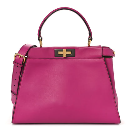 Fendi Vitello Seta Medium Peekaboo Iconic Satchel Magenta 1 of 8