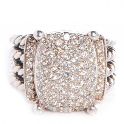 David Yurman Sterling Silver Diamond 16mm Wheaton Ring 53 6.5 1 of 4