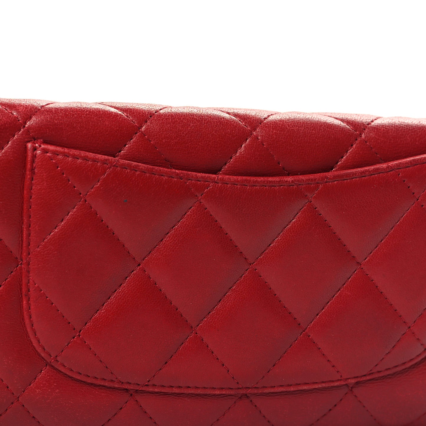 Lambskin Quilted Large Flap Wallet Red