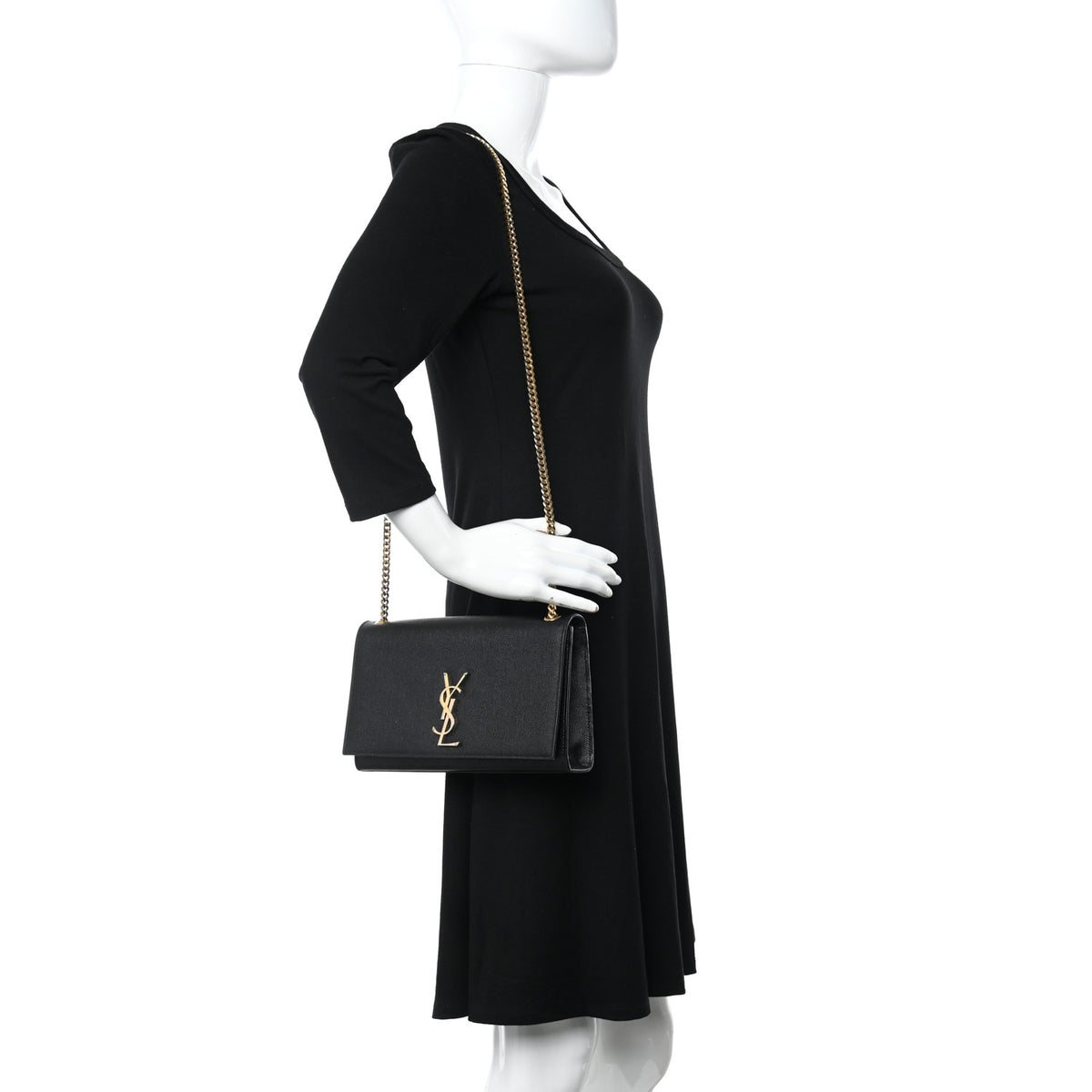 Grain De Poudre Medium Classic Monogram Kate Satchel Black