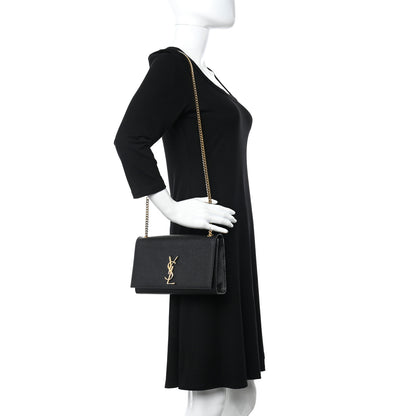 Saint Laurent Grain De Poudre Medium Classic Monogram Kate Satchel Black 2 of 17